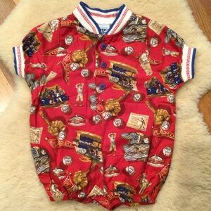 Vintage E-I-E-I-O baseball romper